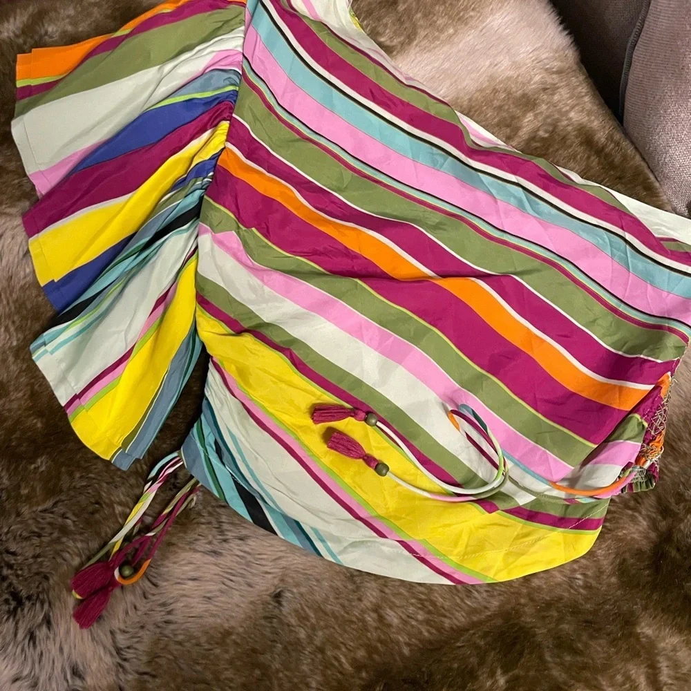 Anthropologie Multicolor Striped One-Shoulder Top